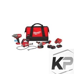 Milwaukee® Zestaw (1x M18ONEFHIWF34 - Młot udarowo-obrotowy / 1x M18GG - Pistolet do smarowania / 1x M18FSAG125X - Szlifierka kątowa / 2x M18B5 - Akumulator / 1x M18B2 - Akumulator / 1x M12™-18FC - Ładowarka / 1x Torba