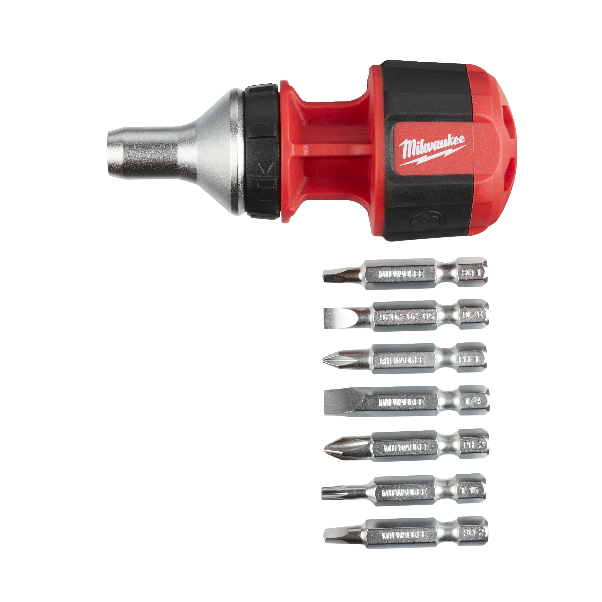 Milwaukee® Wkrętaki — 8 in 1 Compact Ratcheting Multi-bit Screwdriver - 1pc - obrazek 2