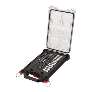 Milwaukee® Ratchet + Socket Set — 1/4" Metric 28 pc Ratchet & Socket PACKOUT Set