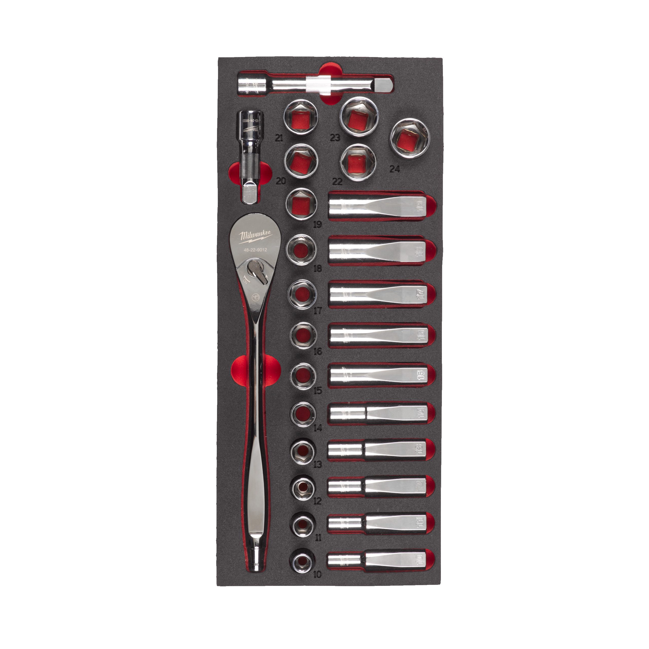 Milwaukee® Wkłady piankowe do stalowych systemów przechowywania TOOLGUARD™ — 1/2" Ratchet and Socket Set Foam Insert
