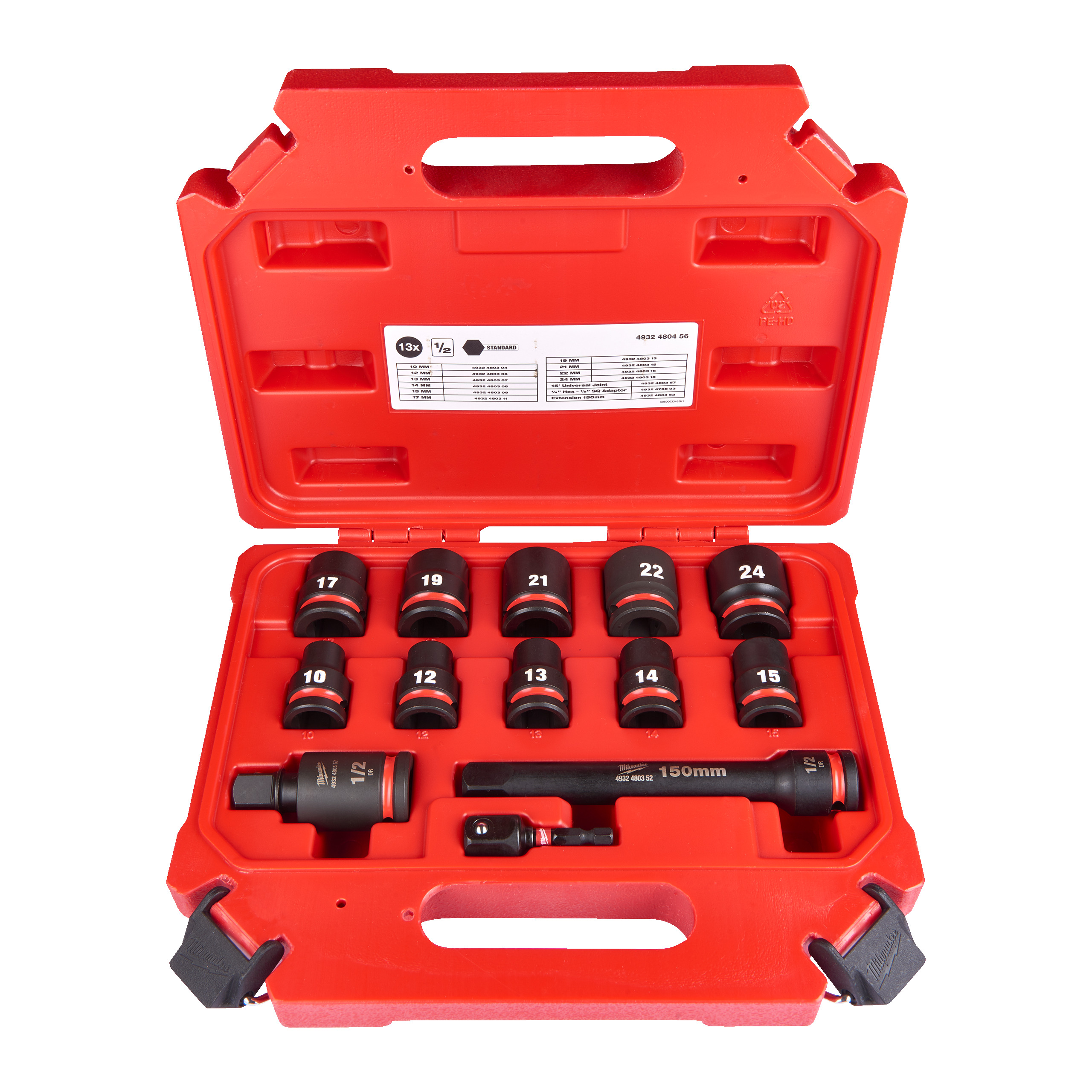 Milwaukee® Wkładki piankowe 1/2”SHOCKWAVE™ IMPACT DUTY — 1/2" impact socket set STD-13pc