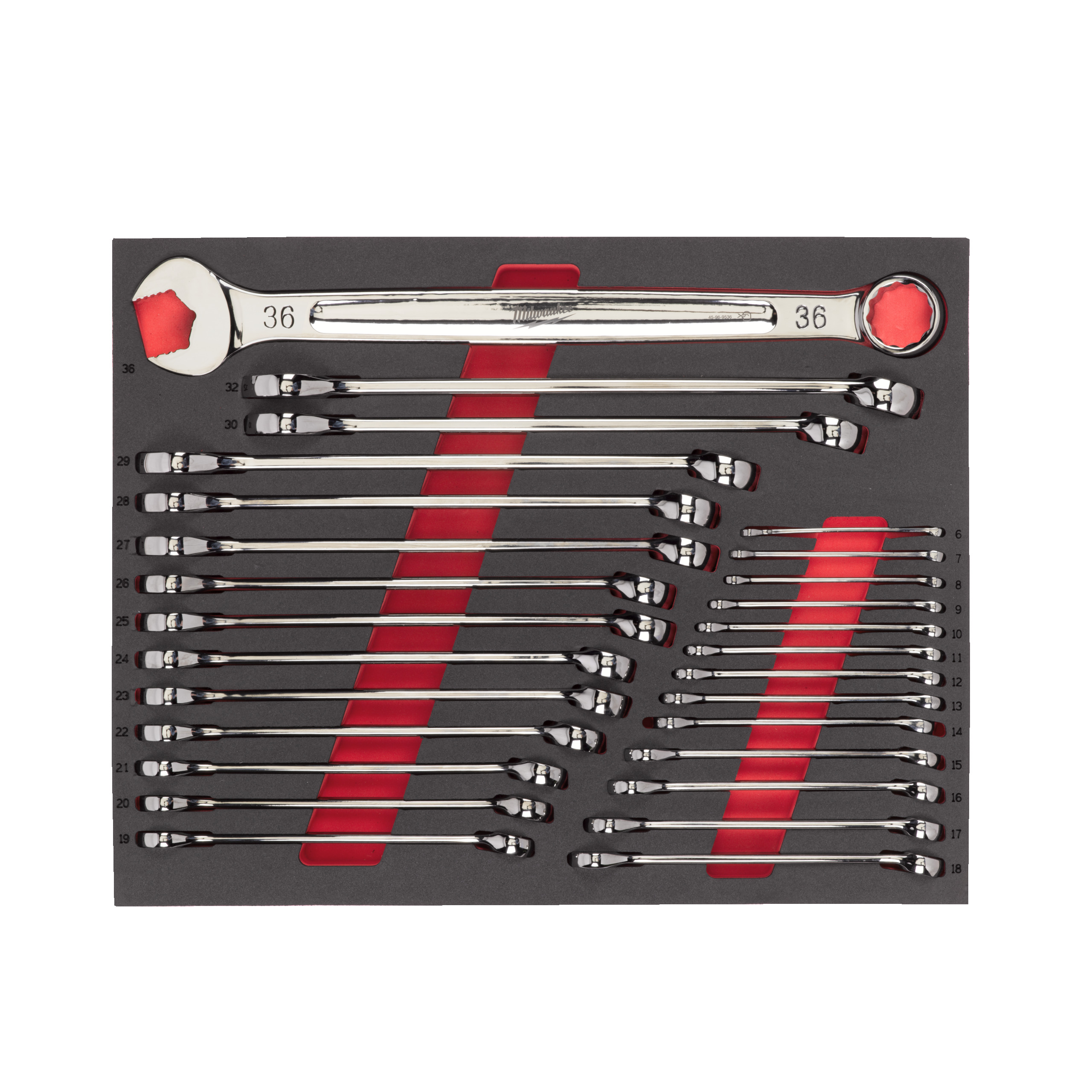 Milwaukee® Wkłady piankowe do stalowych systemów przechowywania TOOLGUARD™ — Maxbite Metric Combination Spanner Foam Set - 27 pcs