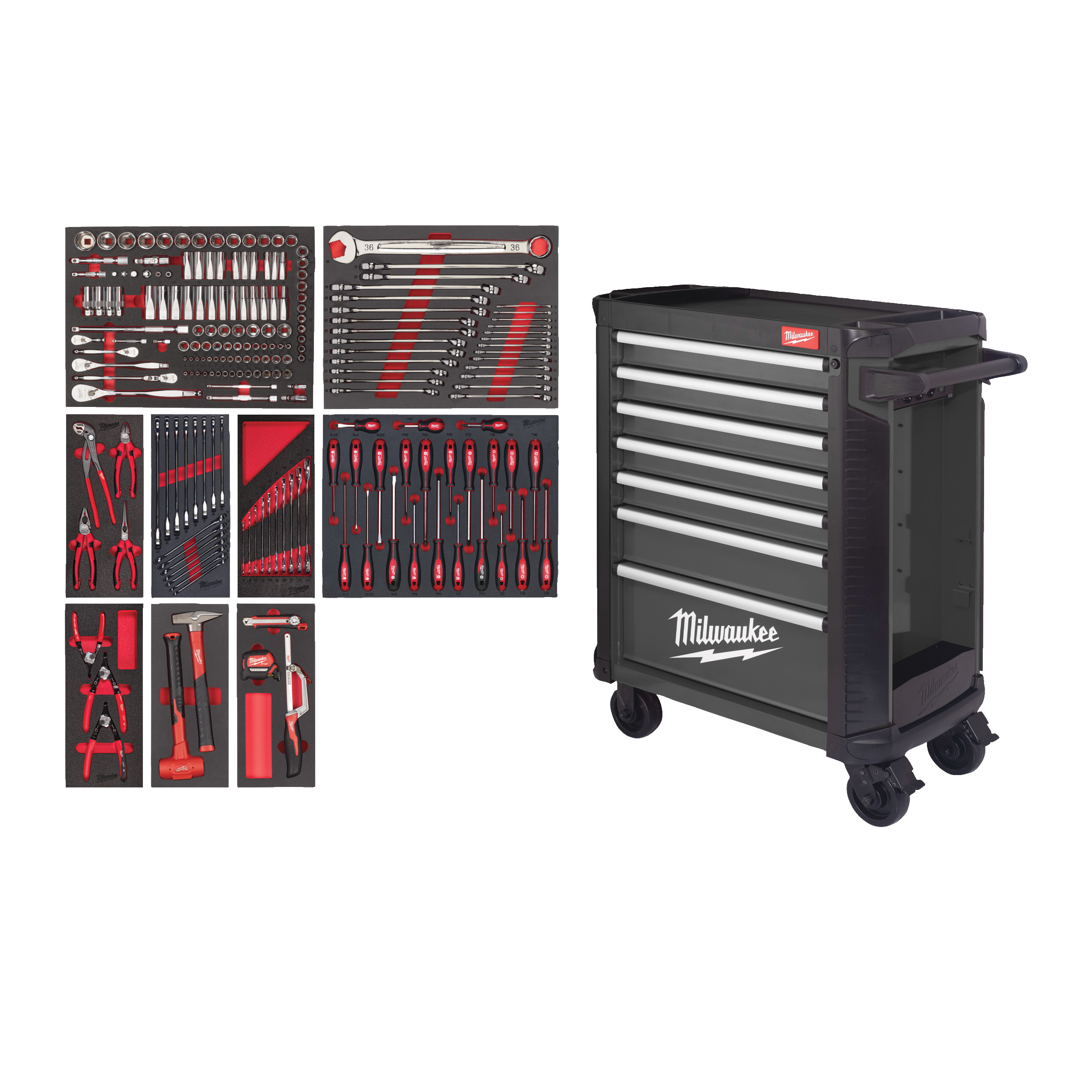 Milwaukee® Wózki narzędziowe — 206 pc Filled TOOLGUARDTM 30IN/78cm GREY