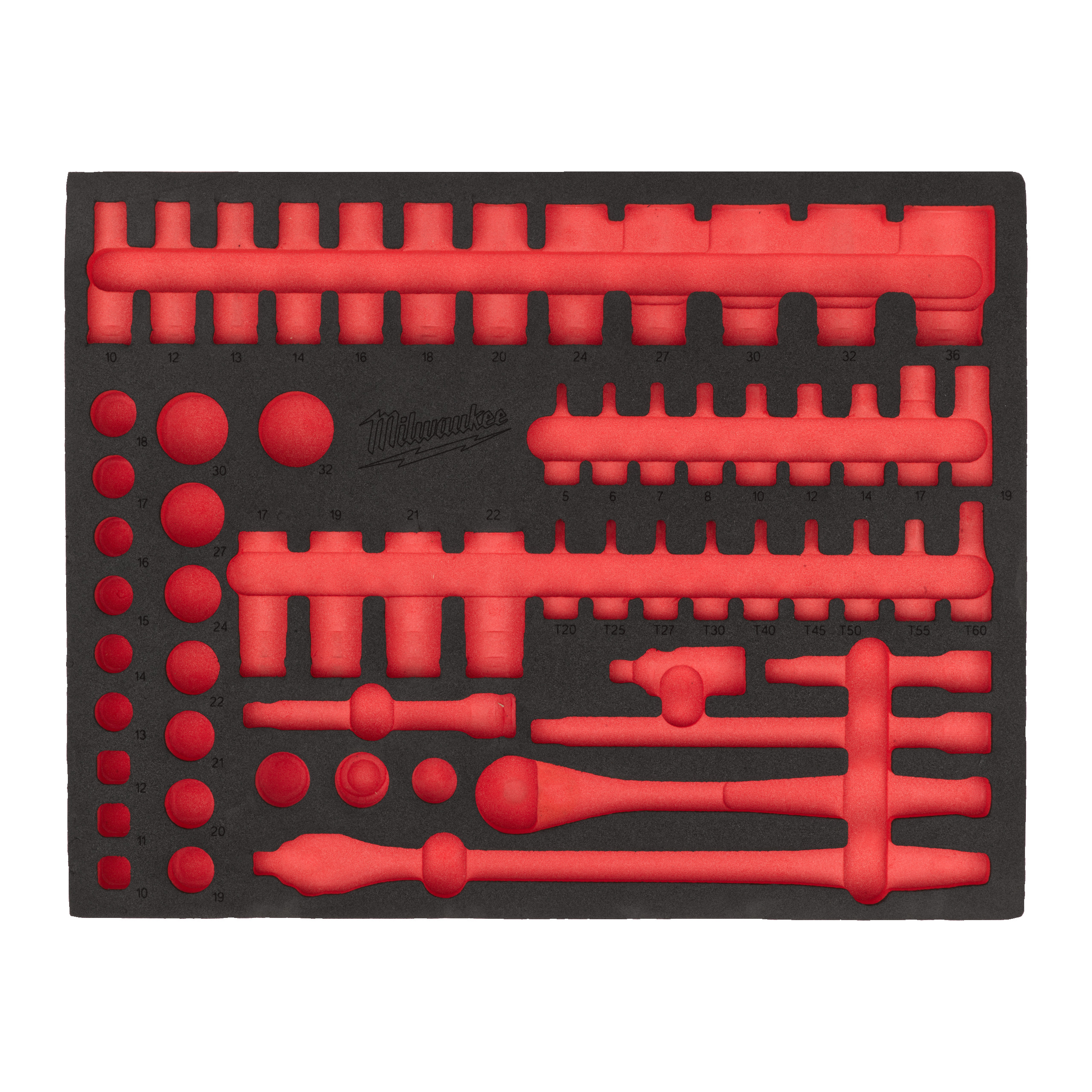 Milwaukee® Wkłady piankowe do stalowych systemów przechowywania TOOLGUARD™ — REPLACEMENT 36 pc Mixed Spanner Set Foam Insert