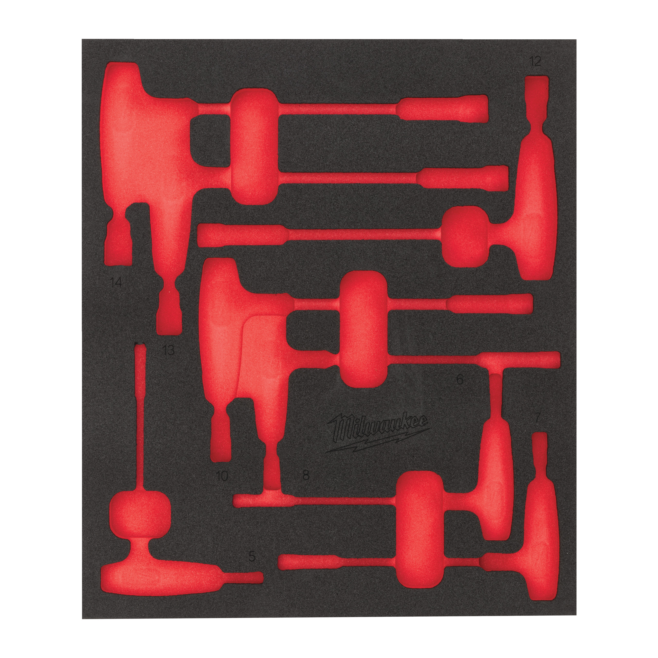 Milwaukee® Wkłady piankowe do stalowych systemów przechowywania TOOLGUARD™ — Replacement 8 pc Nut T-Key Set Foam Insert