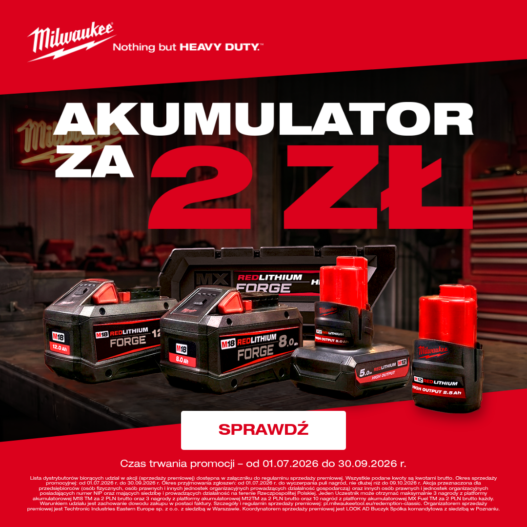Milwaukee - Akumulator za 2 zł - kup 2 akumulatory, trzeci za 2 PLN